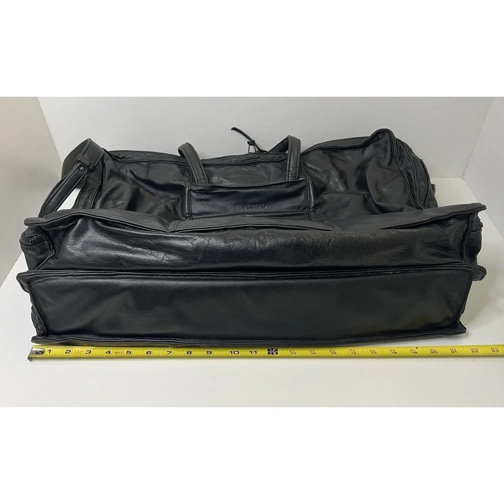 Vintage Stuart Kern America Leather Duffel Bag Black Large LA YULO Private Club